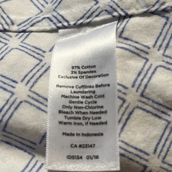 #73 Talbots Women's Non-Iron Button-Up Shirt, Size 12P, White with Blue - Picture 4 of 4